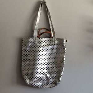 Clare V Silver Perforated Tote Bag